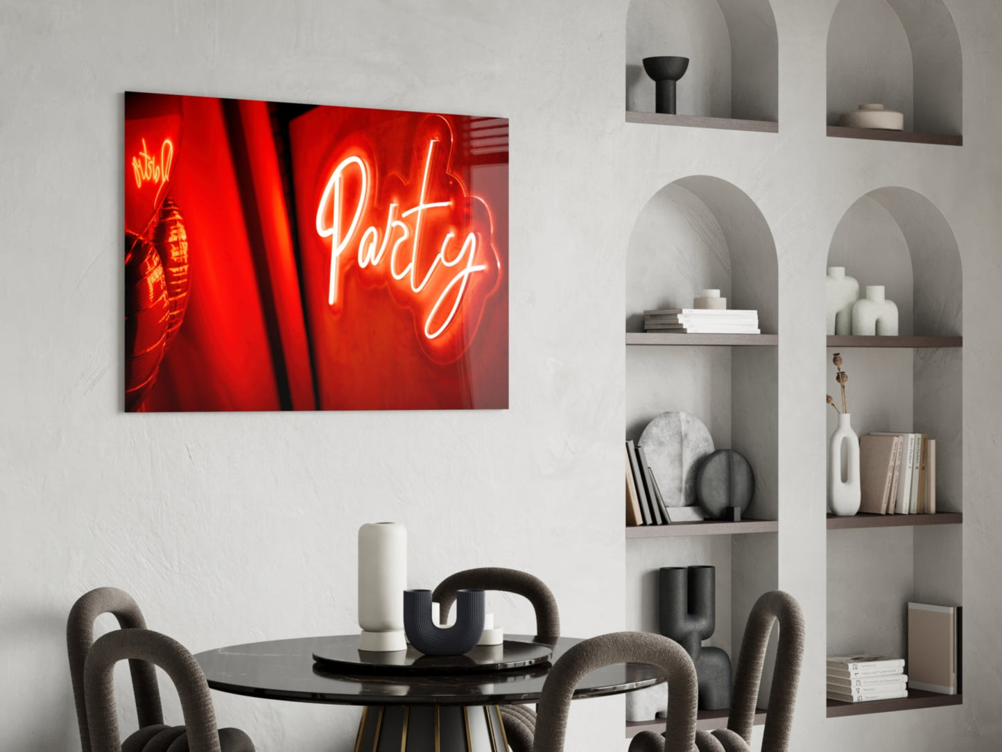 Party Neon Glass Wall Art