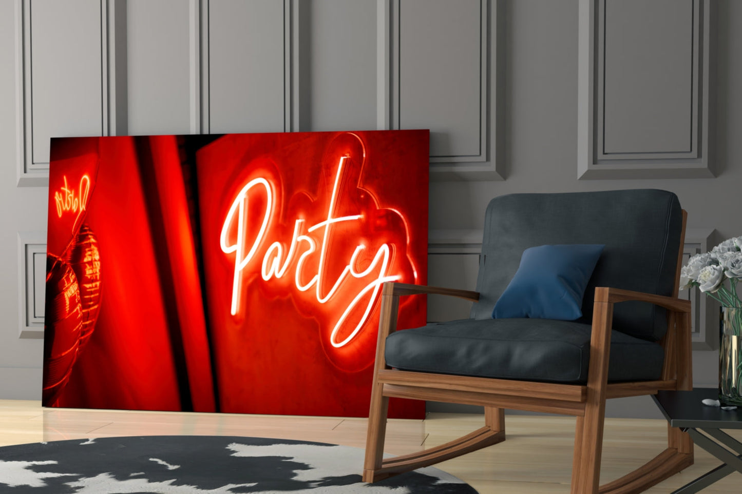 Party Neon Glass Wall Art
