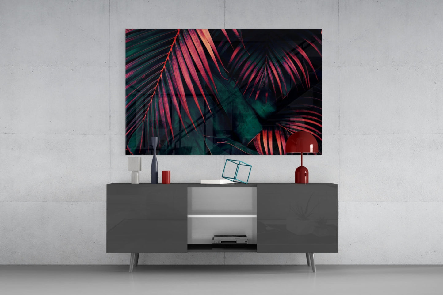 Coral Palm Glass Wall Art