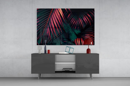 Coral Palm Glass Wall Art