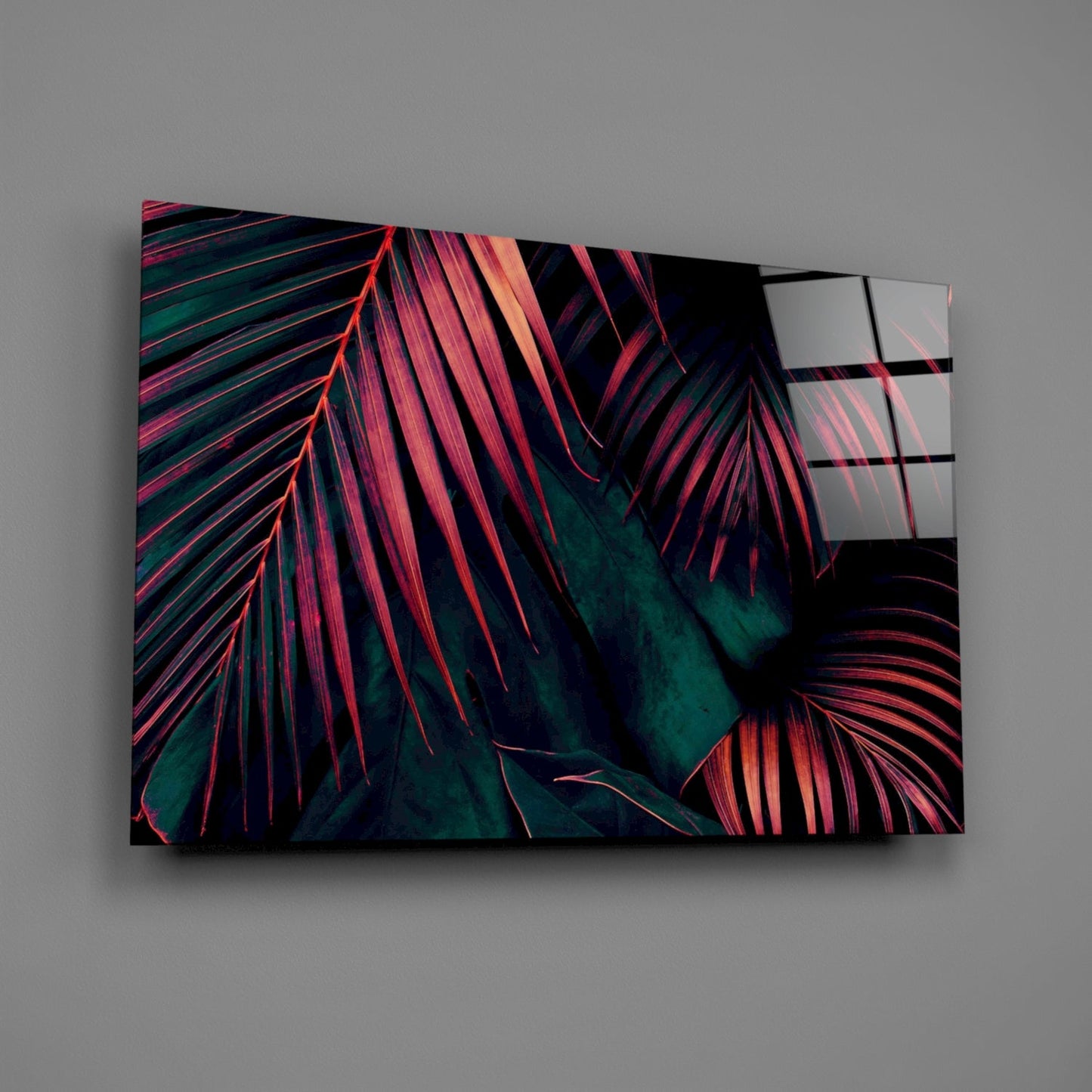 Coral Palm Glass Wall Art