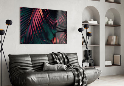 Coral Palm Glass Wall Art