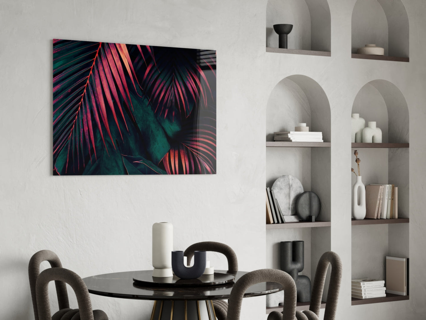 Coral Palm Glass Wall Art