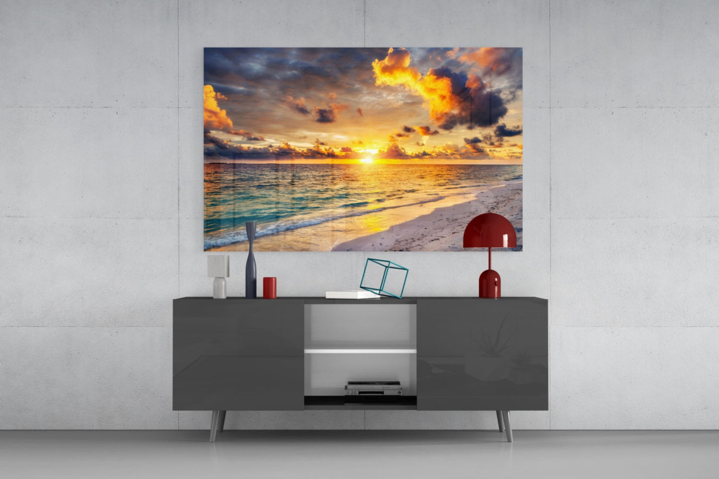 Maldives Sunset Glass Wall Art