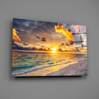 Maldives Sunset Glass Wall Art