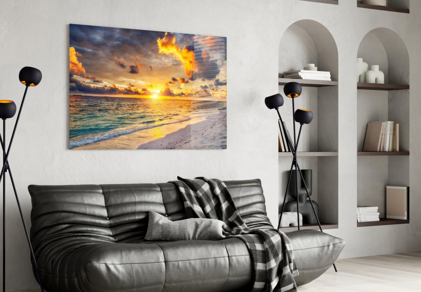 Maldives Sunset Glass Wall Art