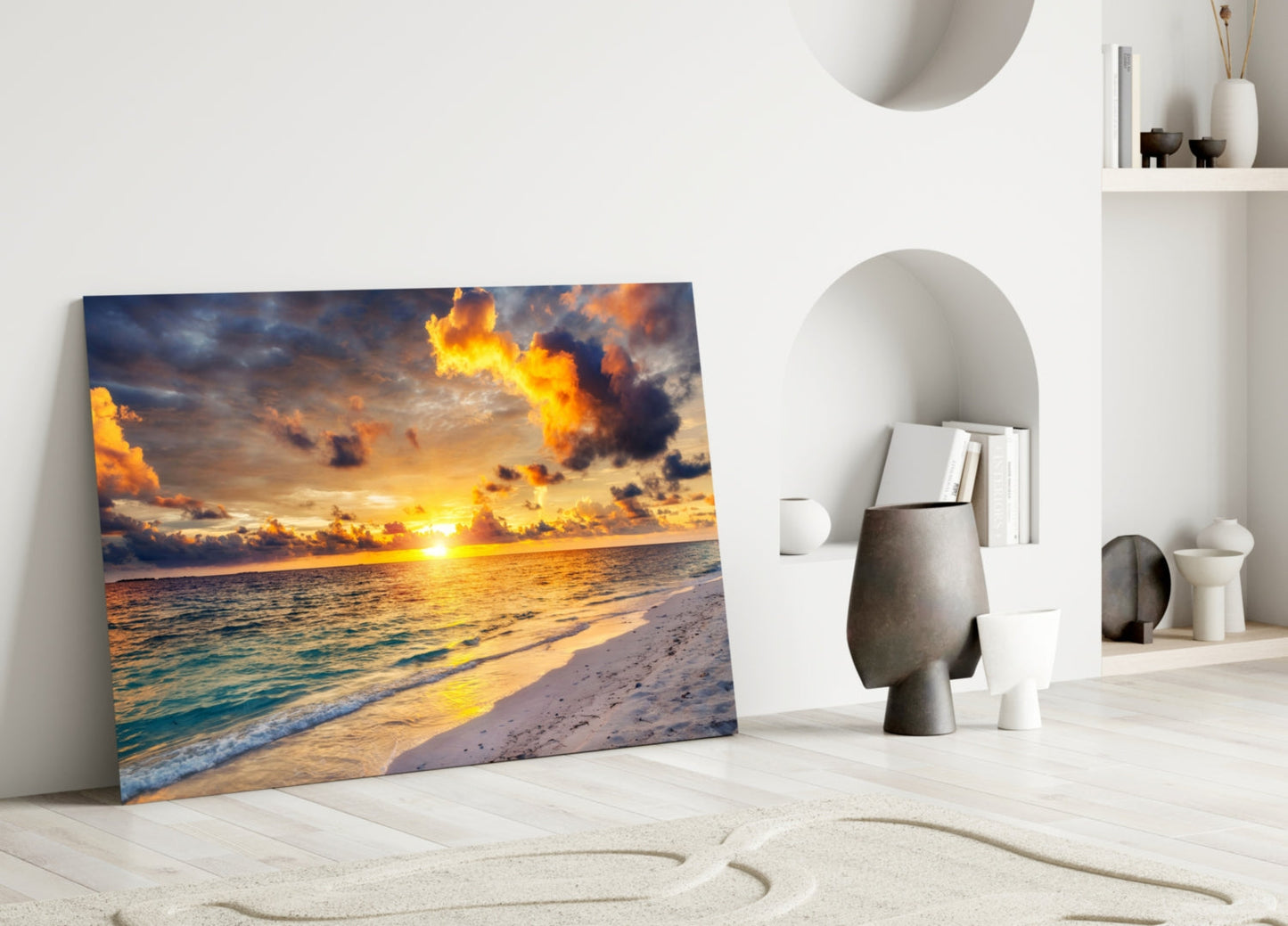 Maldives Sunset Glass Wall Art