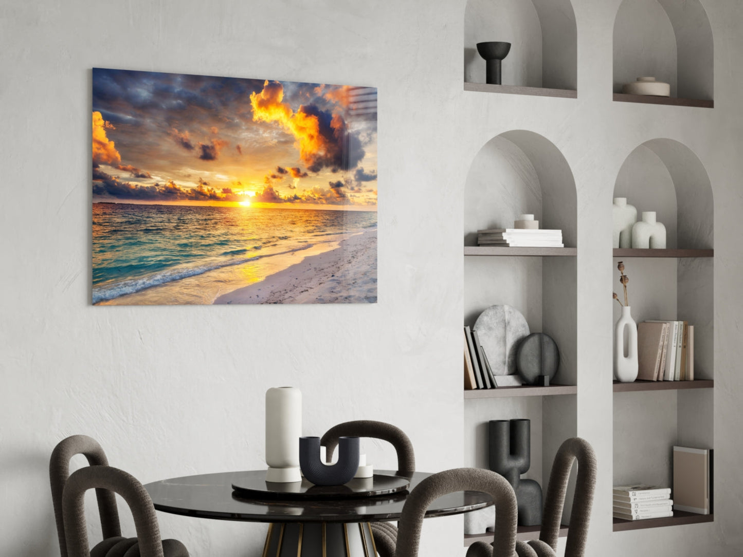 Maldives Sunset Glass Wall Art