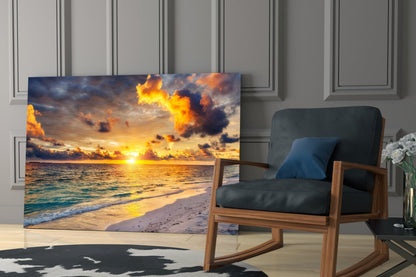 Maldives Sunset Glass Wall Art