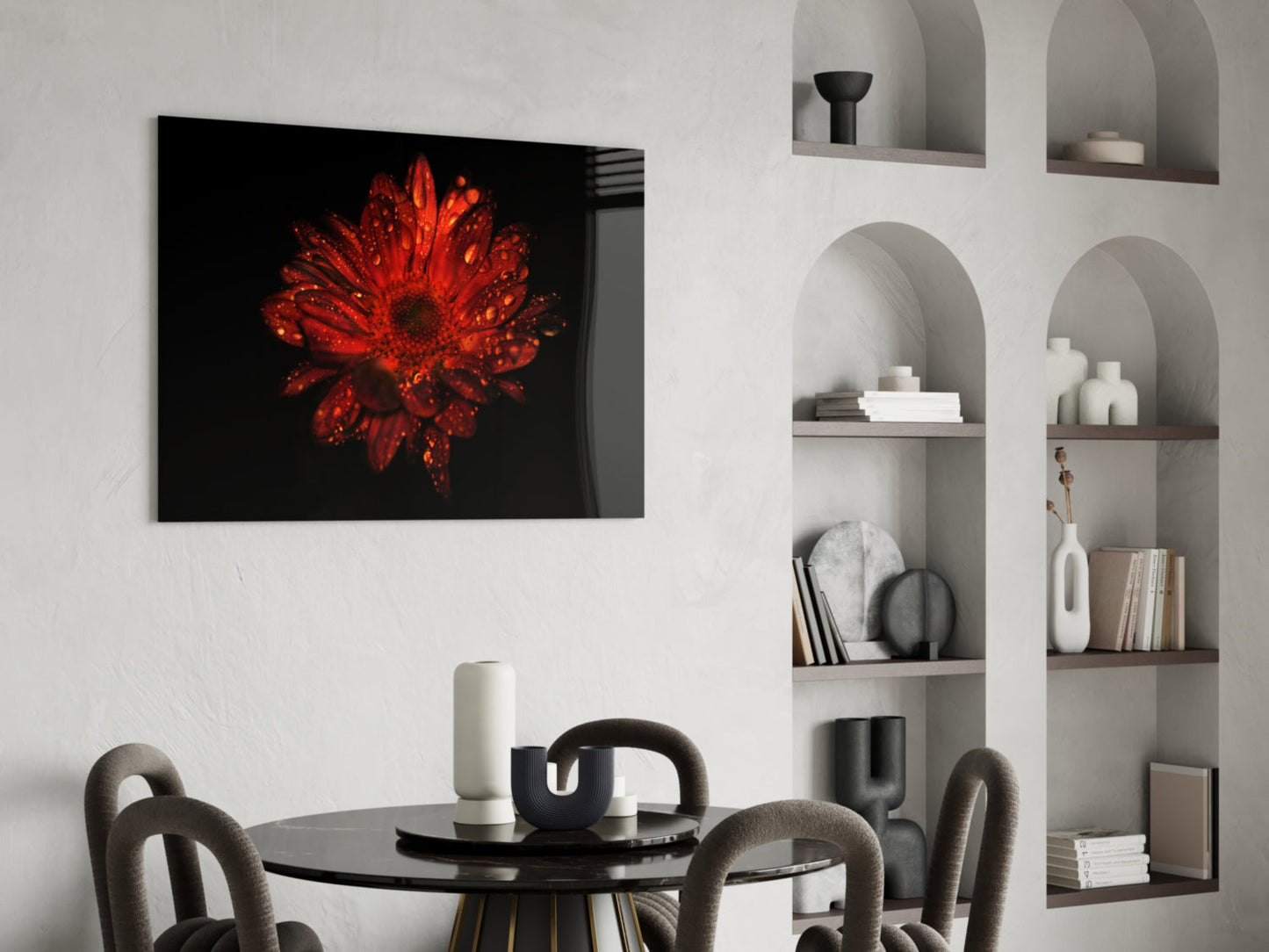 Red Gerbera Glass Wall Art