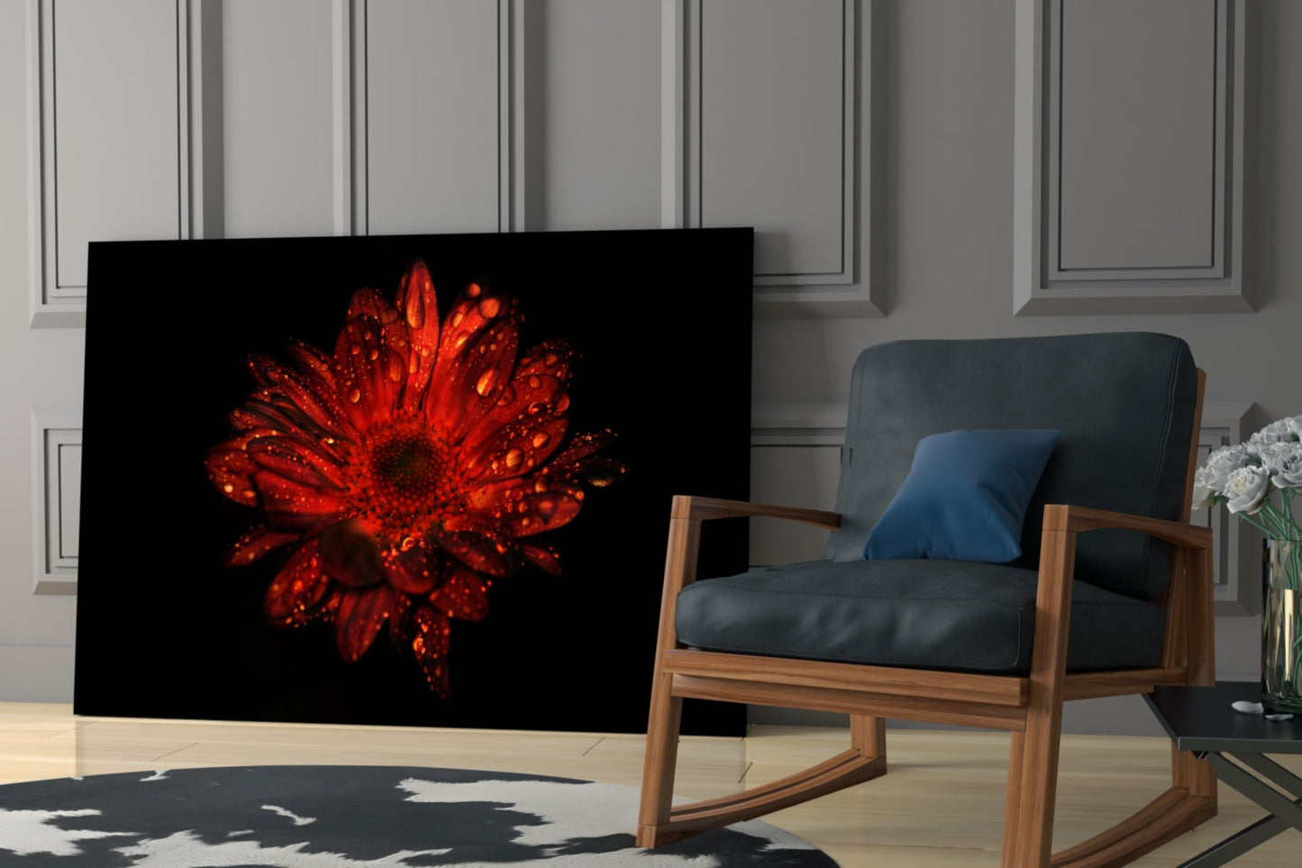 Red Gerbera Glass Wall Art