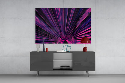 Magenta Fan Palm Glass Wall Art