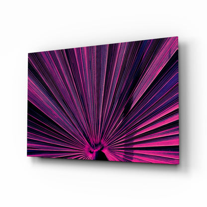 Magenta Fan Palm glass wall art botanical silhouette