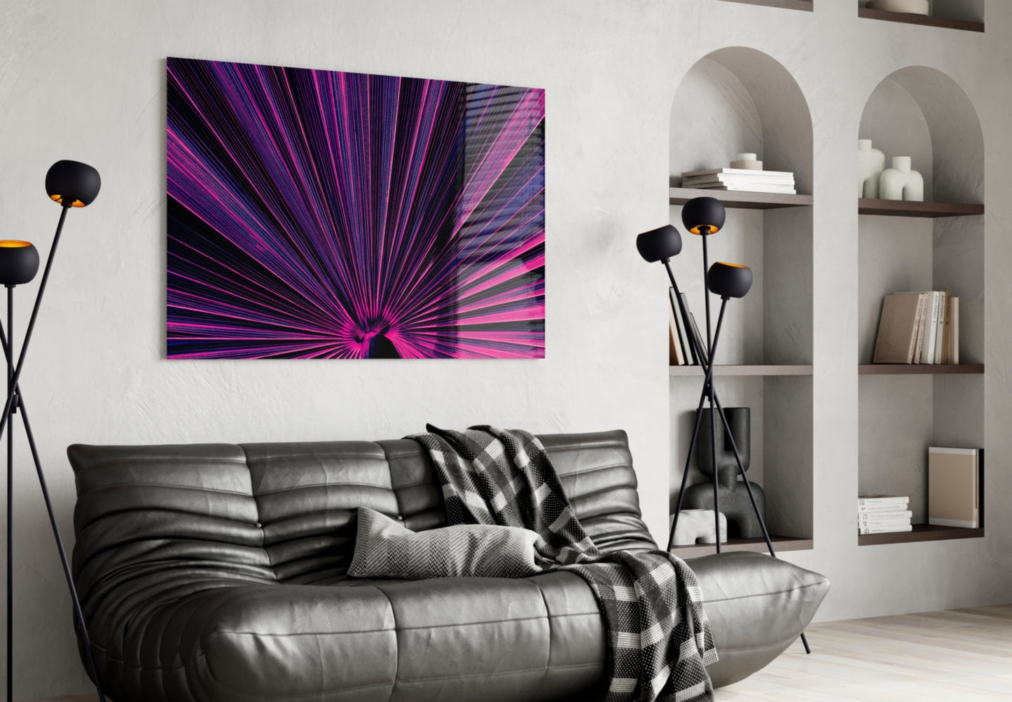 Magenta Fan Palm Glass Wall Art