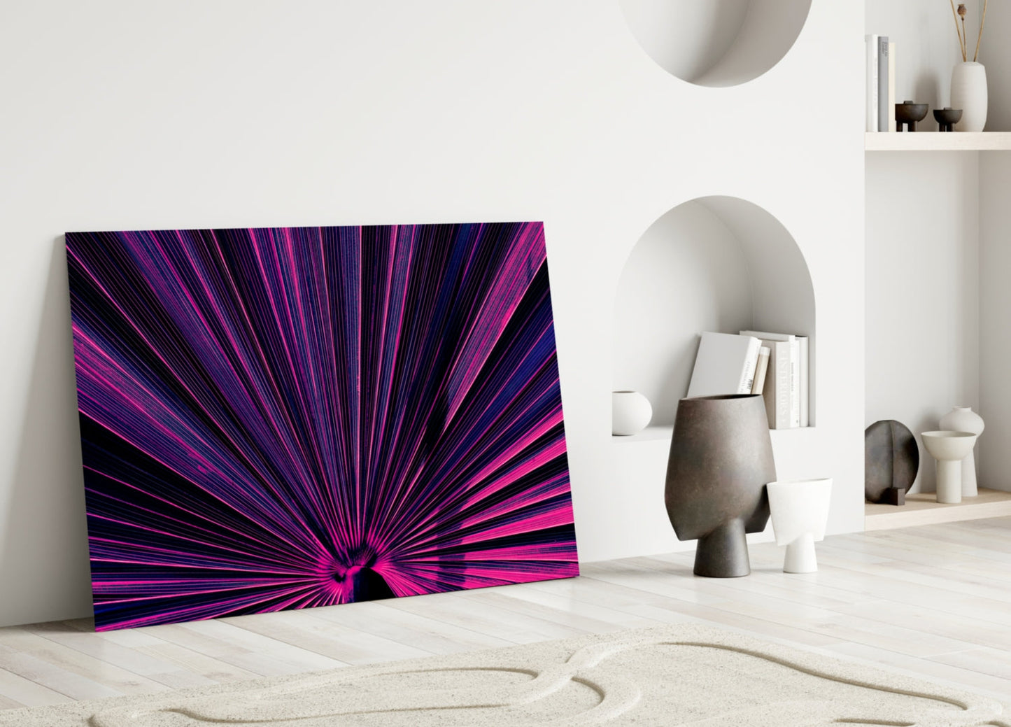 Magenta Fan Palm Glass Wall Art