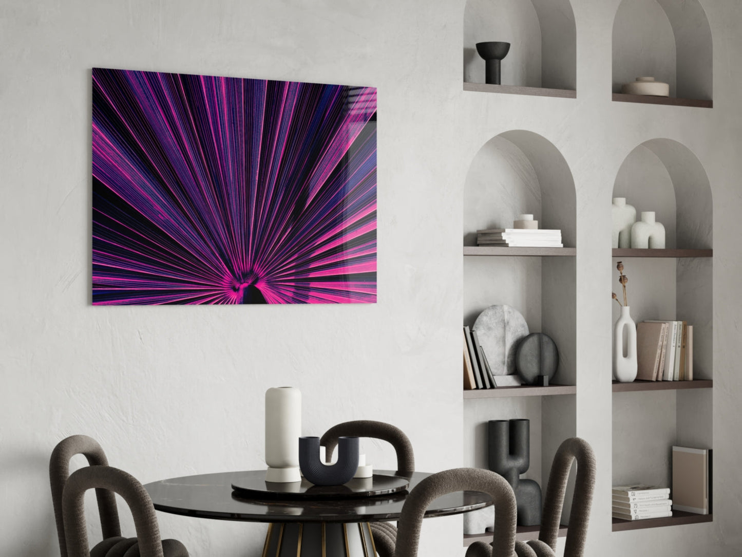 Magenta Fan Palm Glass Wall Art