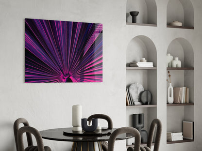 Magenta Fan Palm Glass Wall Art