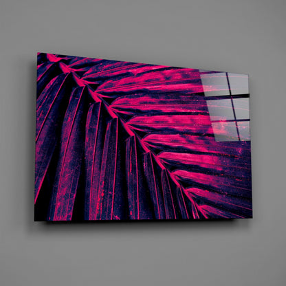 Magenta Palm Leaf Glass Wall Art