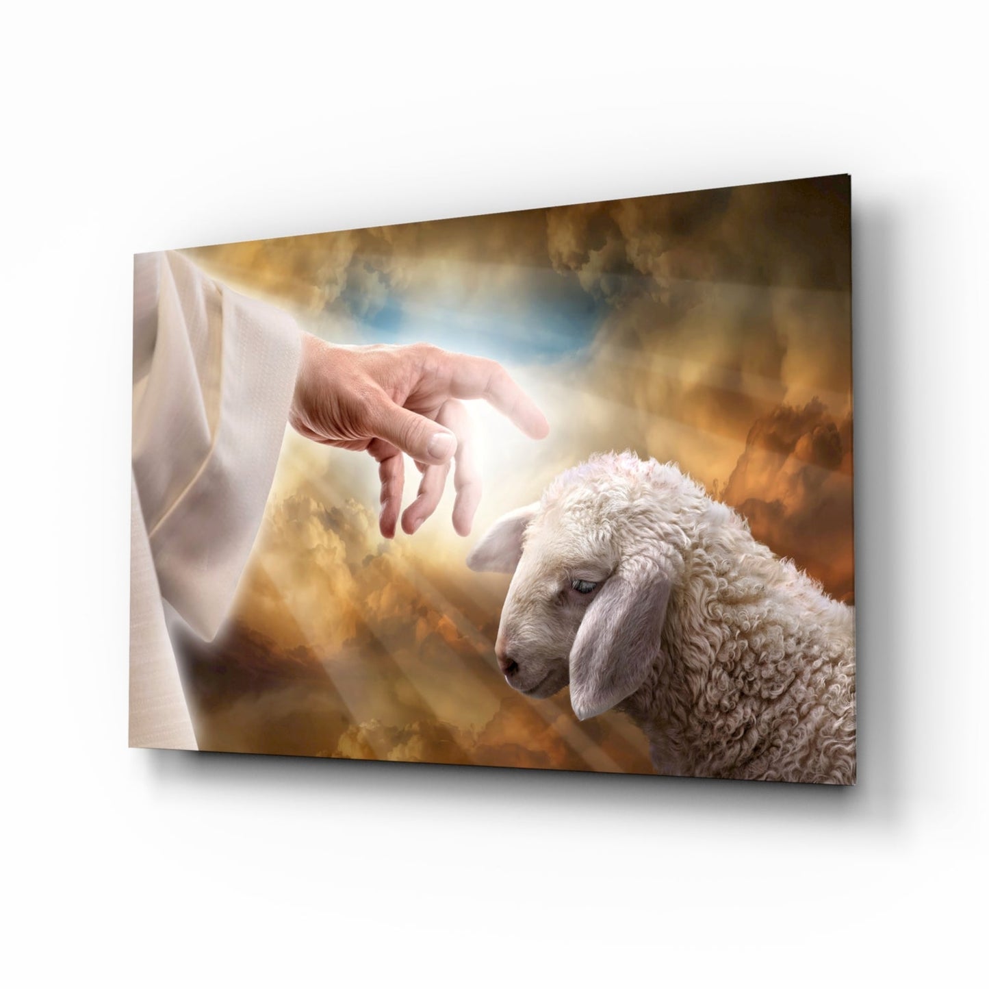 Good Shepherd devotional glass wall art