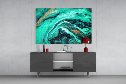 Turquoise Marble Glass Wall Art