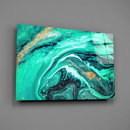 Turquoise Marble Glass Wall Art
