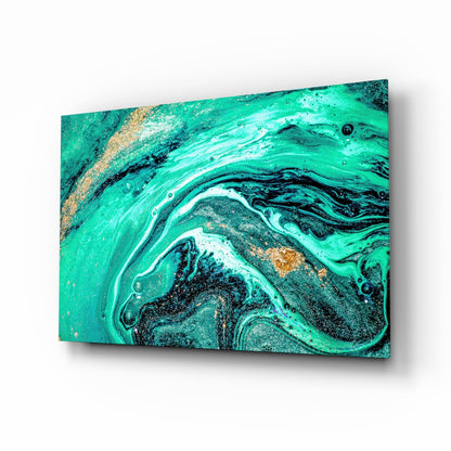 Turquoise marble glass wall art