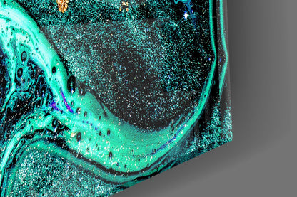 Turquoise Marble Glass Wall Art