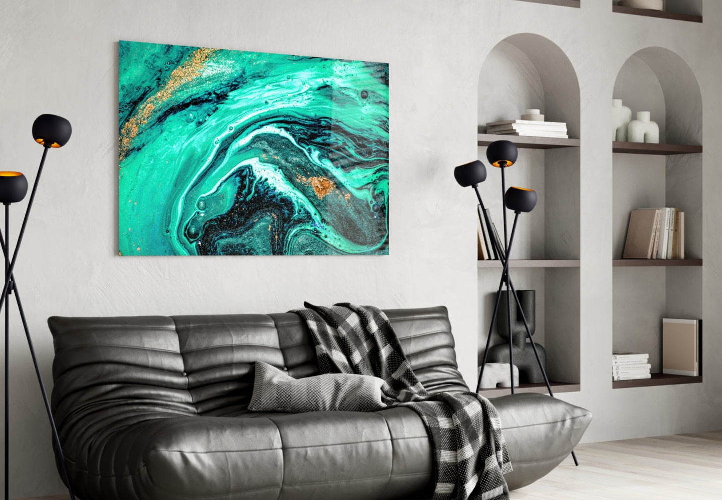 Turquoise Marble Glass Wall Art