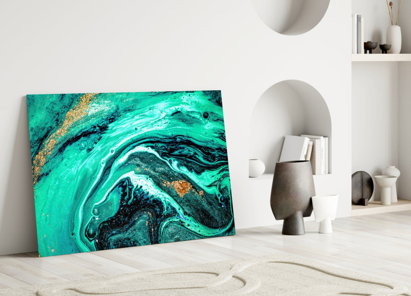 Turquoise Marble Glass Wall Art