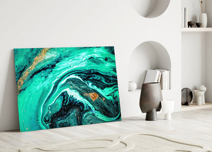 Turquoise Marble Glass Wall Art