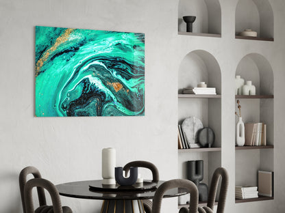 Turquoise Marble Glass Wall Art