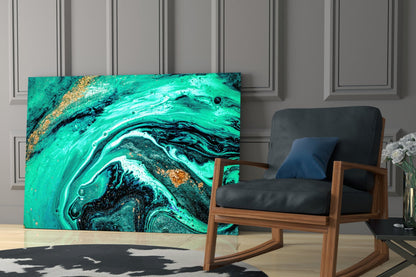 Turquoise Marble Glass Wall Art