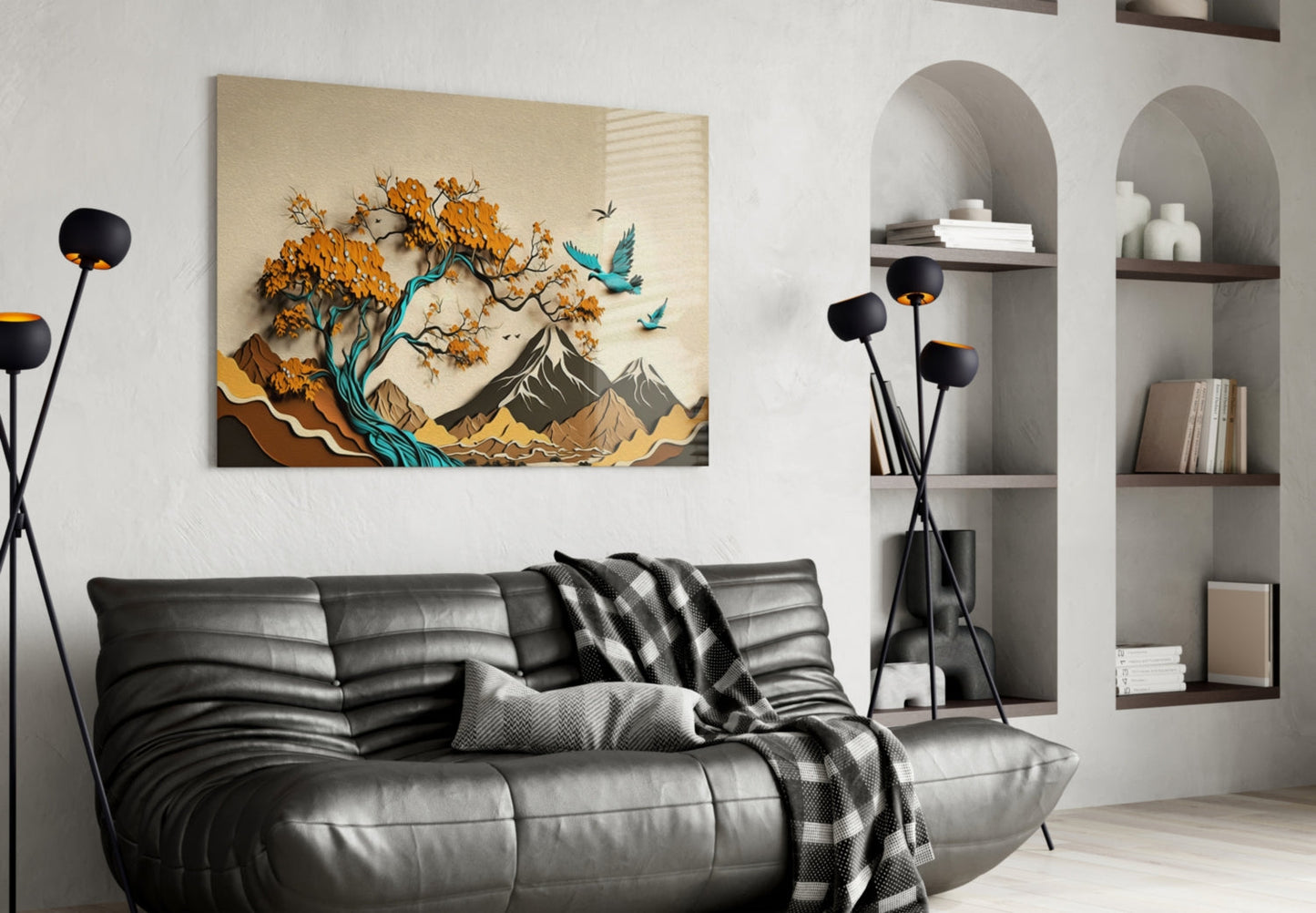 Paper Cut Landscape Glass Wall Art