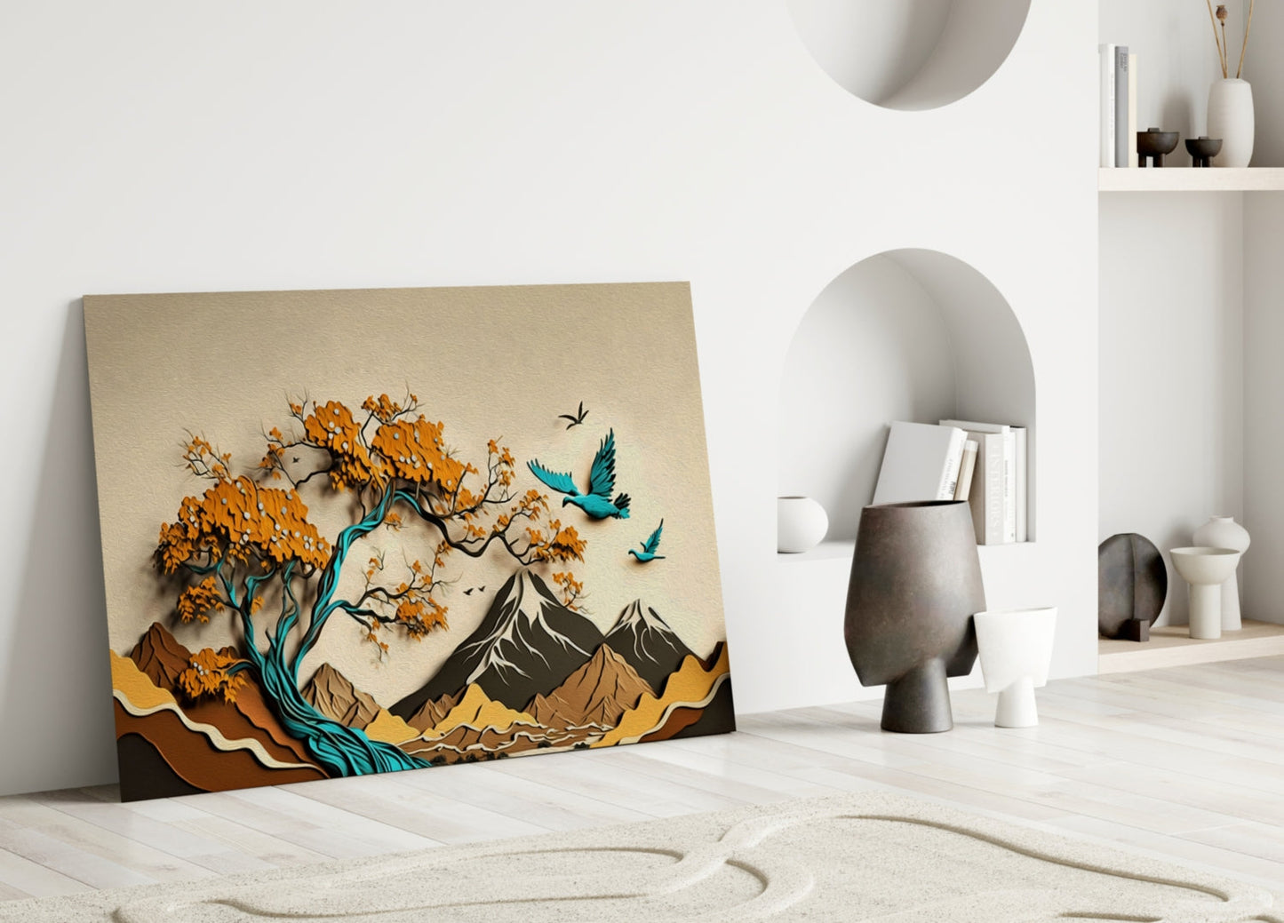 Paper Cut Landscape Glass Wall Art