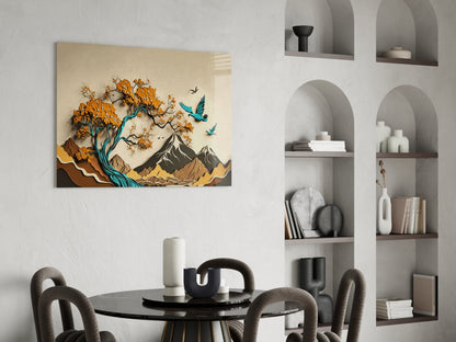 Paper Cut Landscape Glass Wall Art
