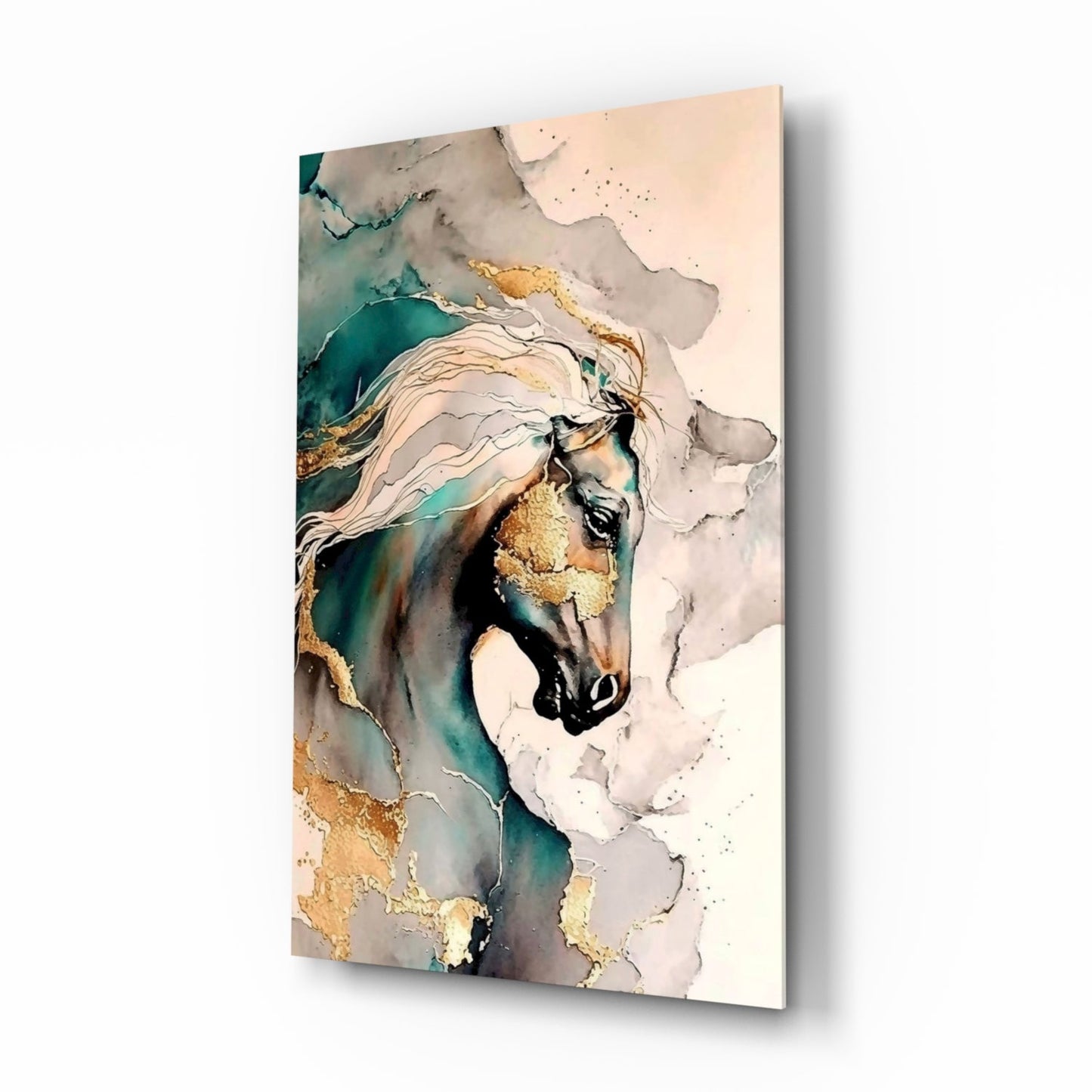 Arabian horse fluid ink glass wall art