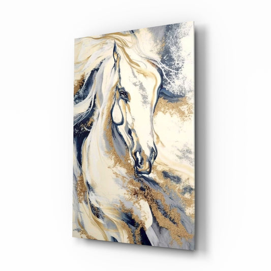 Andalusian stallion gold marble glass wall art