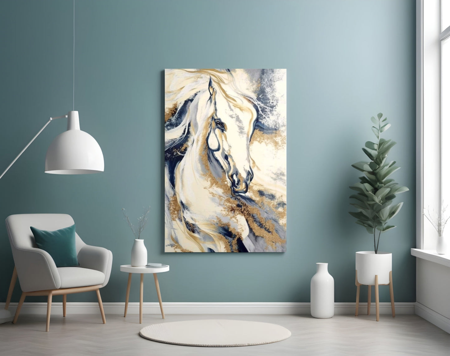 Windswept Horse Glass Wall Art