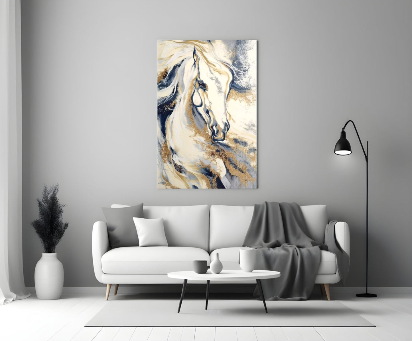 Windswept Horse Glass Wall Art