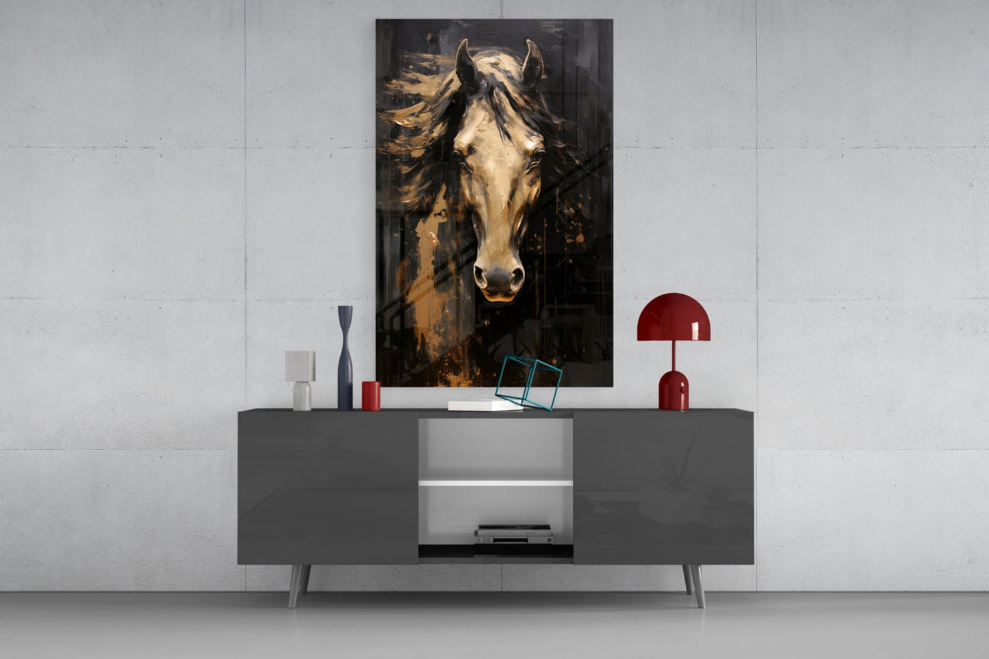 Gold Horse Glass Wall Art