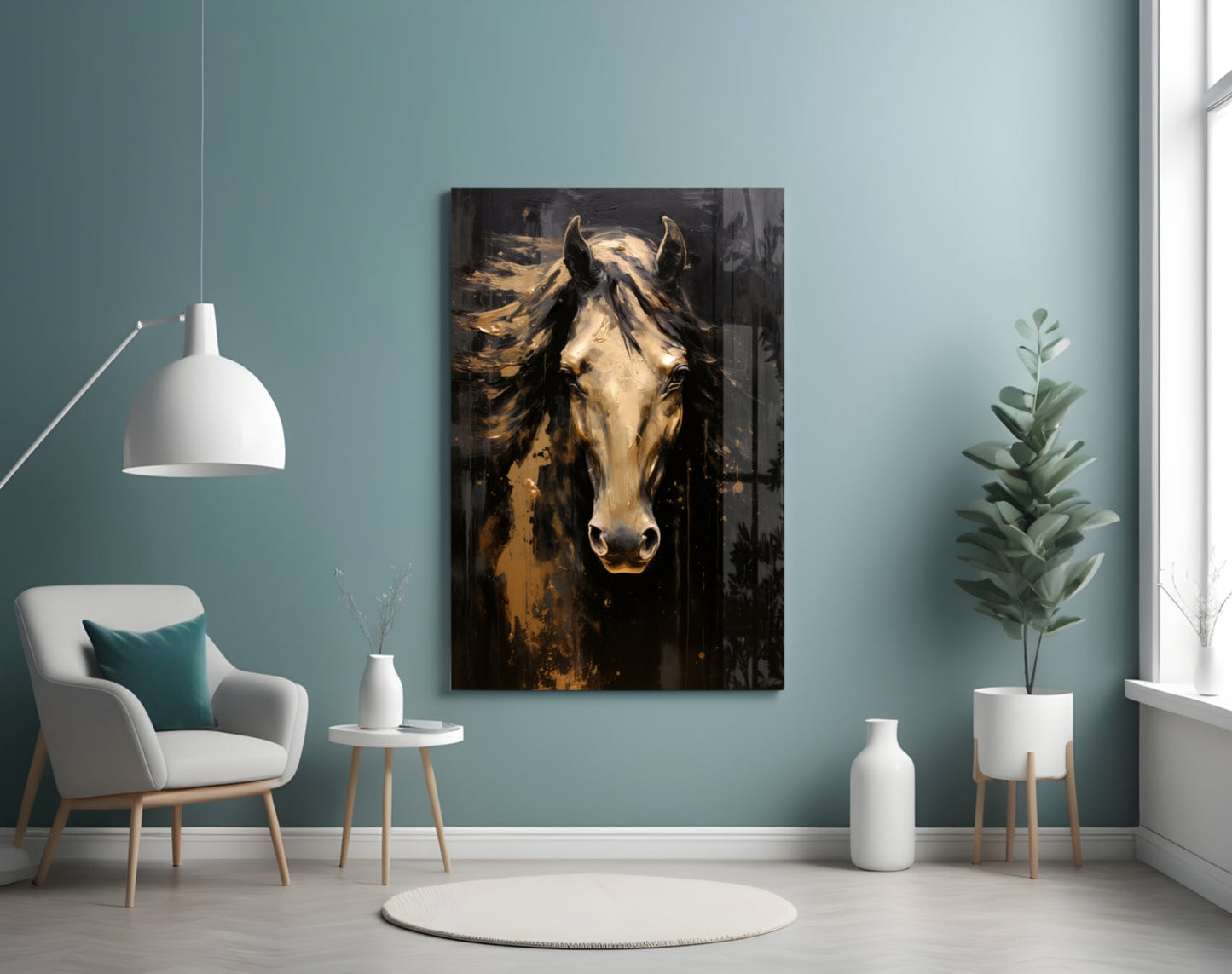 Gold Horse Glass Wall Art