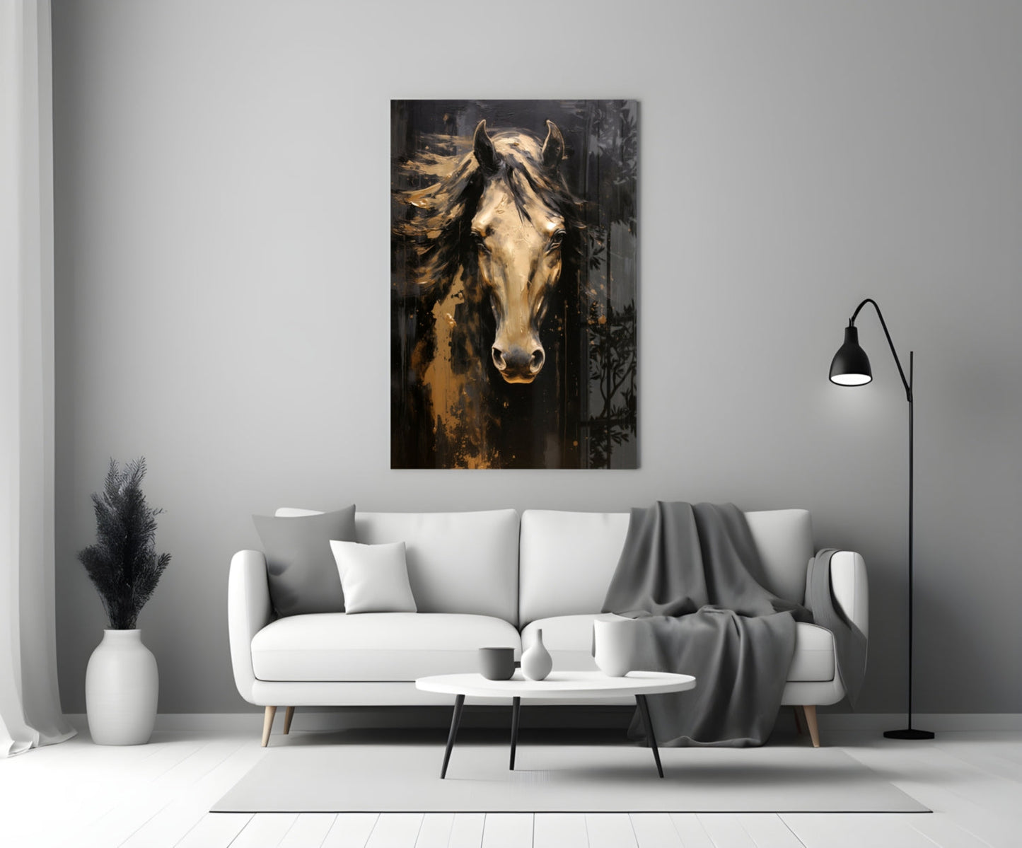 Gold Horse Glass Wall Art