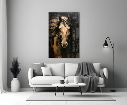 Gold Horse Glass Wall Art