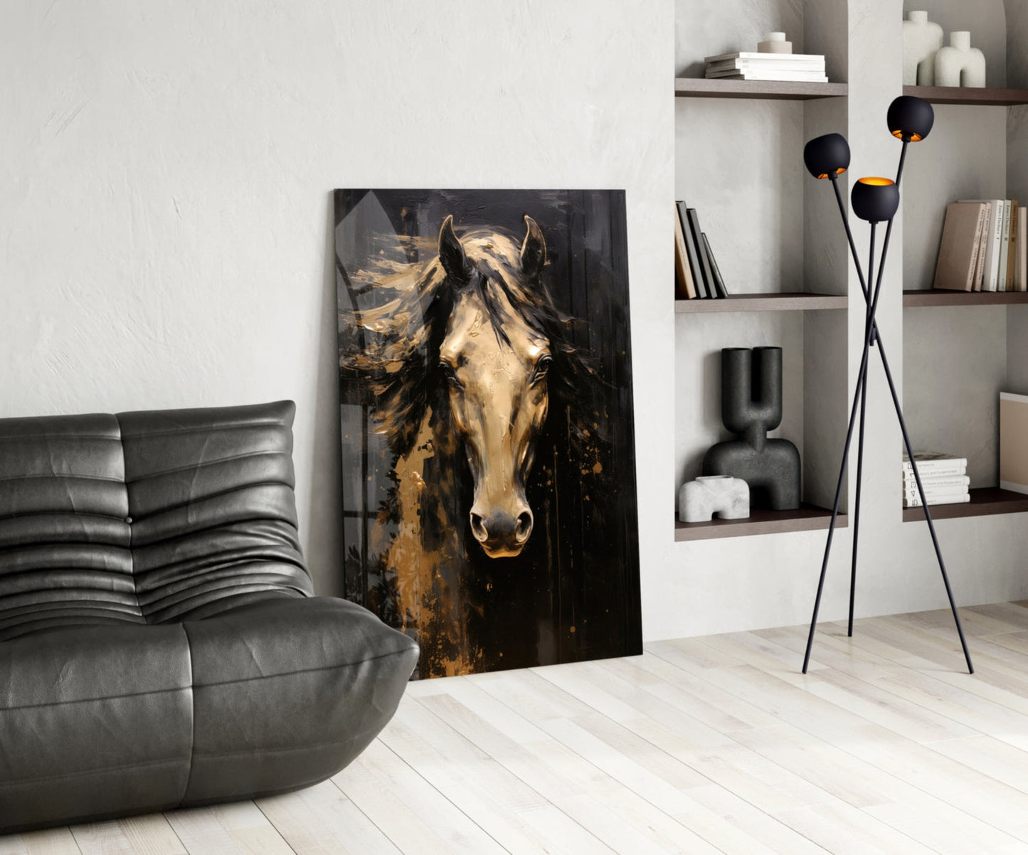Gold Horse Glass Wall Art