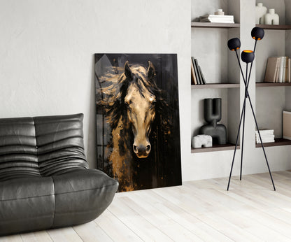 Gold Horse Glass Wall Art