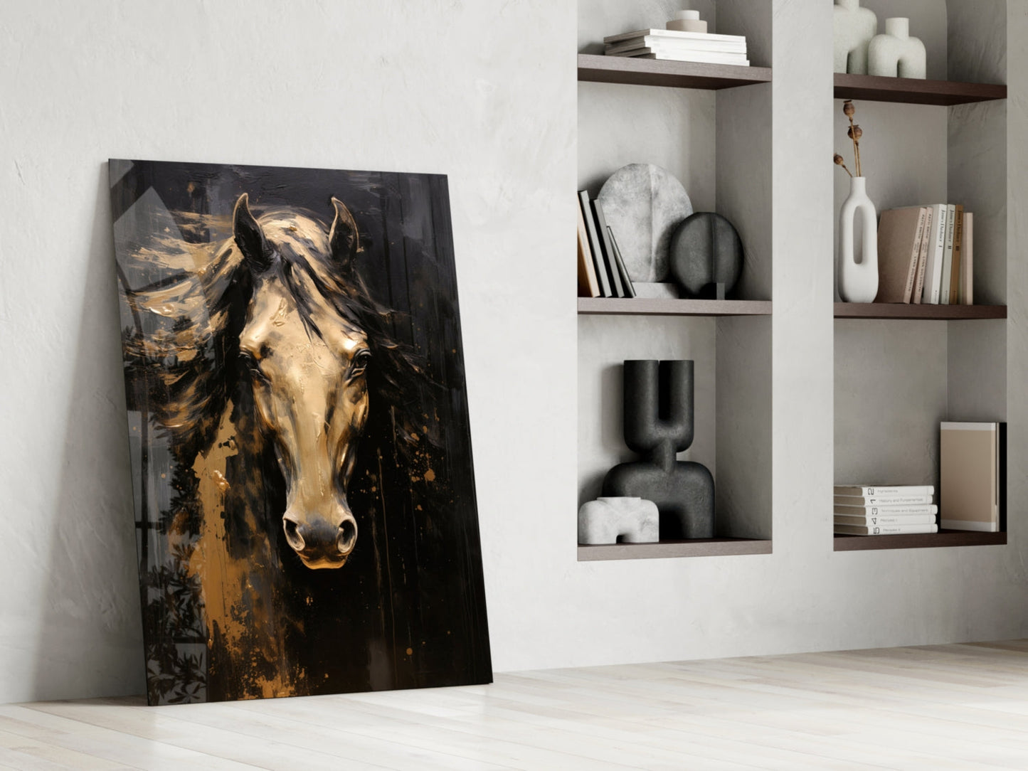 Gold Horse Glass Wall Art
