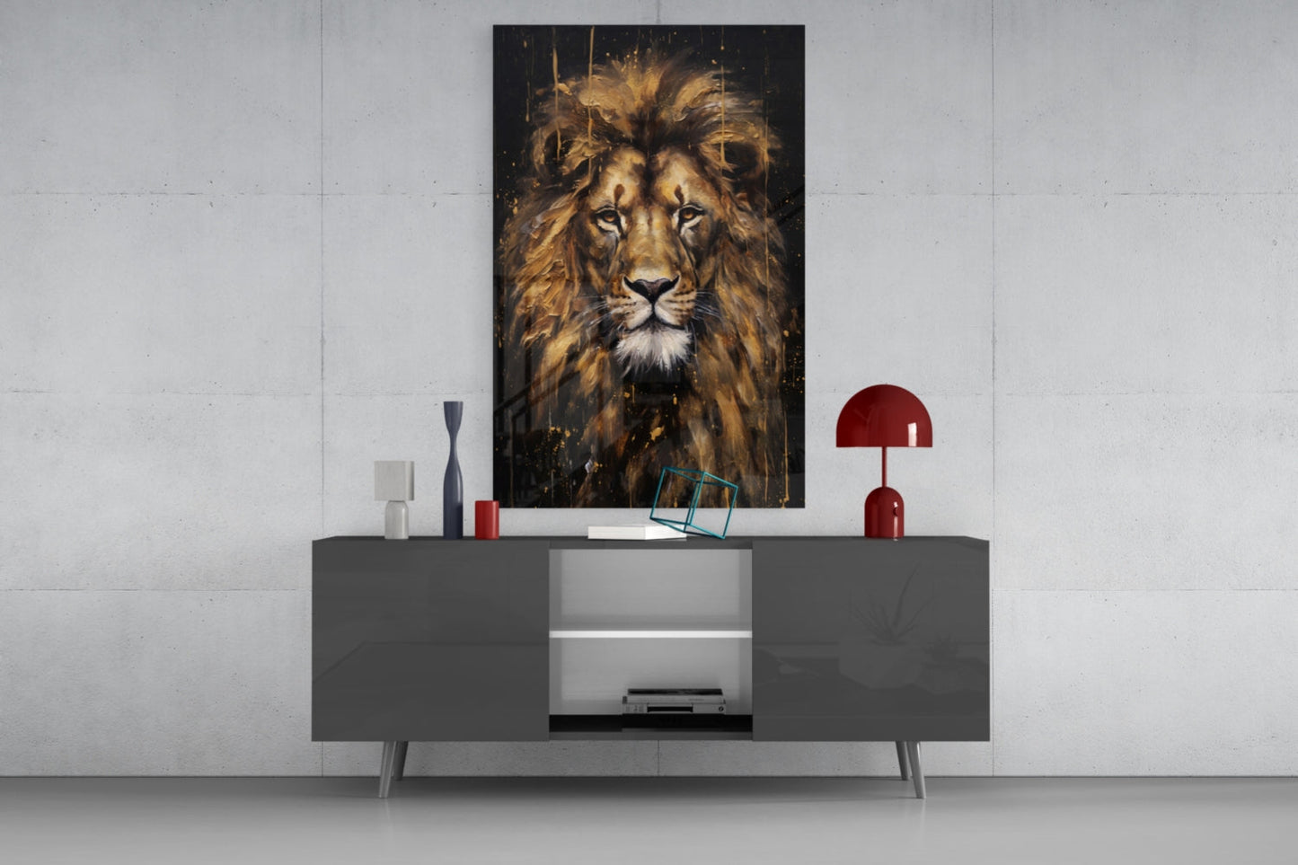 Golden Lion Glass Wall Art