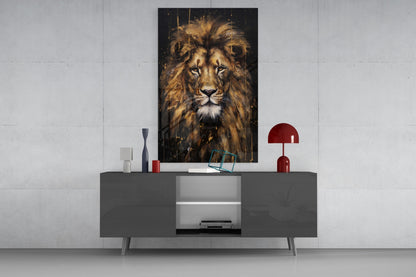 Golden Lion Glass Wall Art