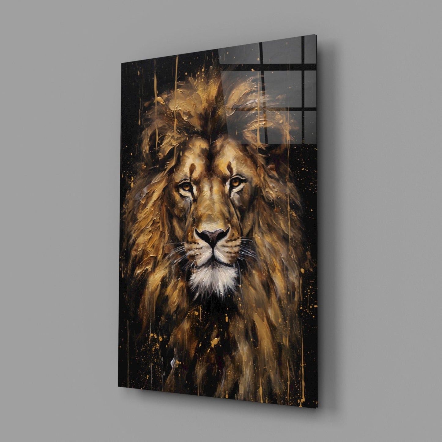 Golden Lion Glass Wall Art