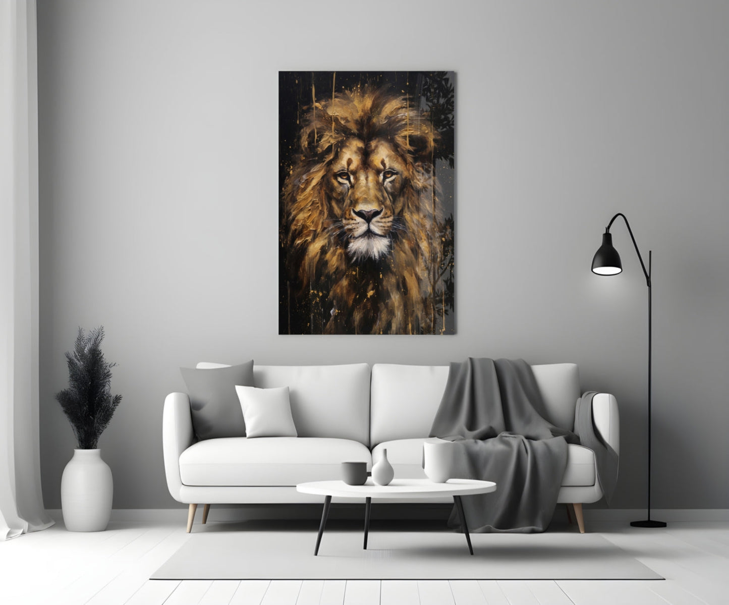 Golden Lion Glass Wall Art